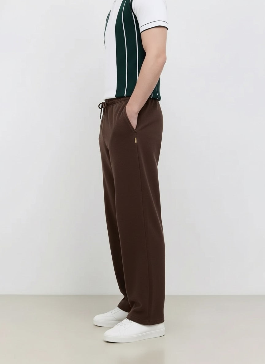 Men Coffee Solid Regular Fit Track Pants