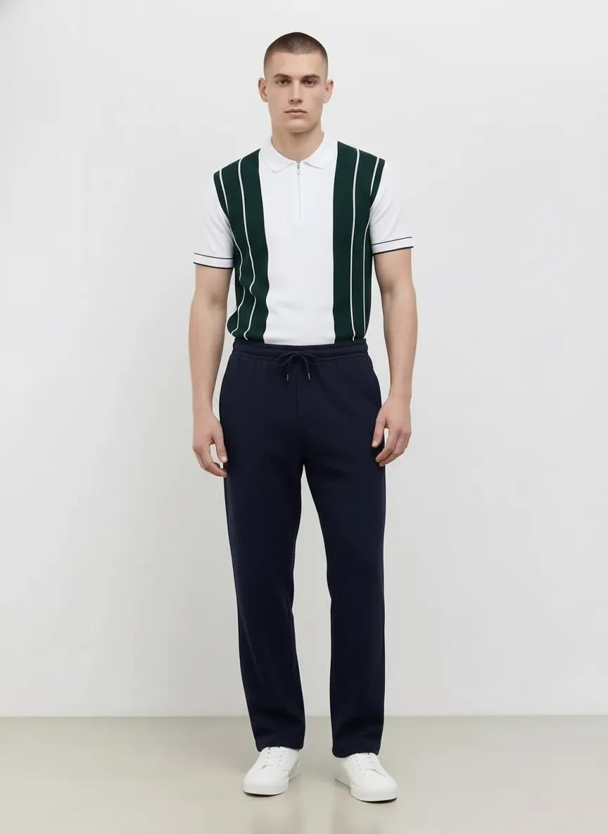 Men Dark Navy Solid Regular Fit Track Pants