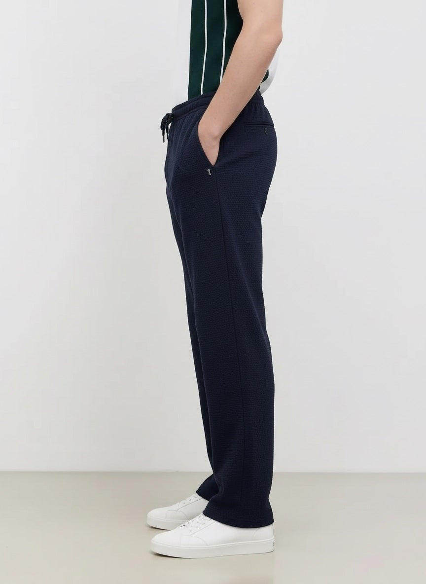Men Dark Navy Solid Regular Fit Track Pants