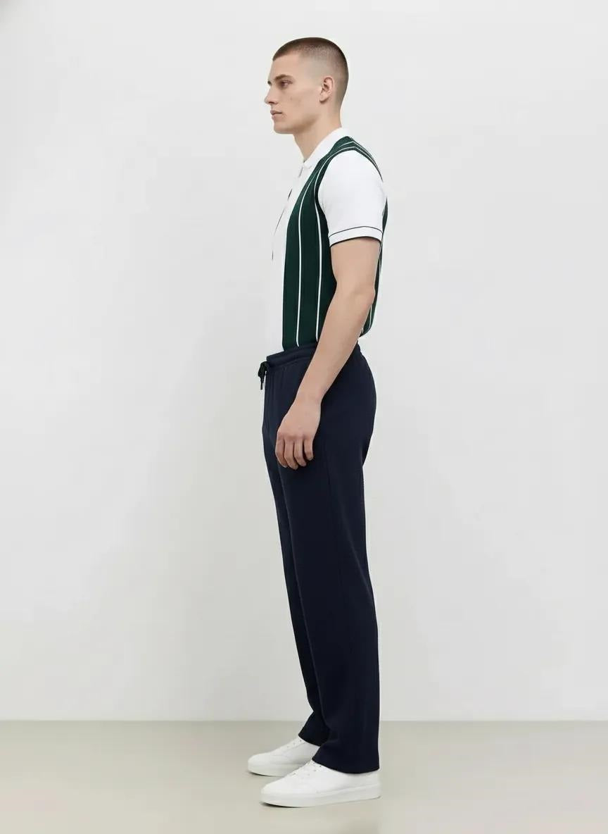 Men Dark Navy Solid Regular Fit Track Pants