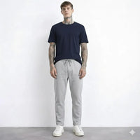Men Grey Melange Regular Fit Self Design Joggers