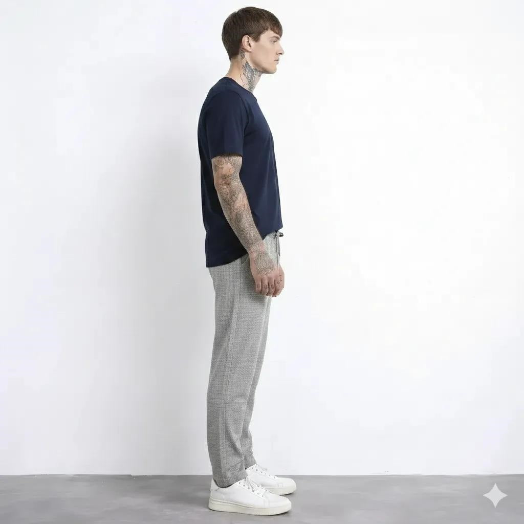 Men Linen Melange Regular Fit Textured Joggers