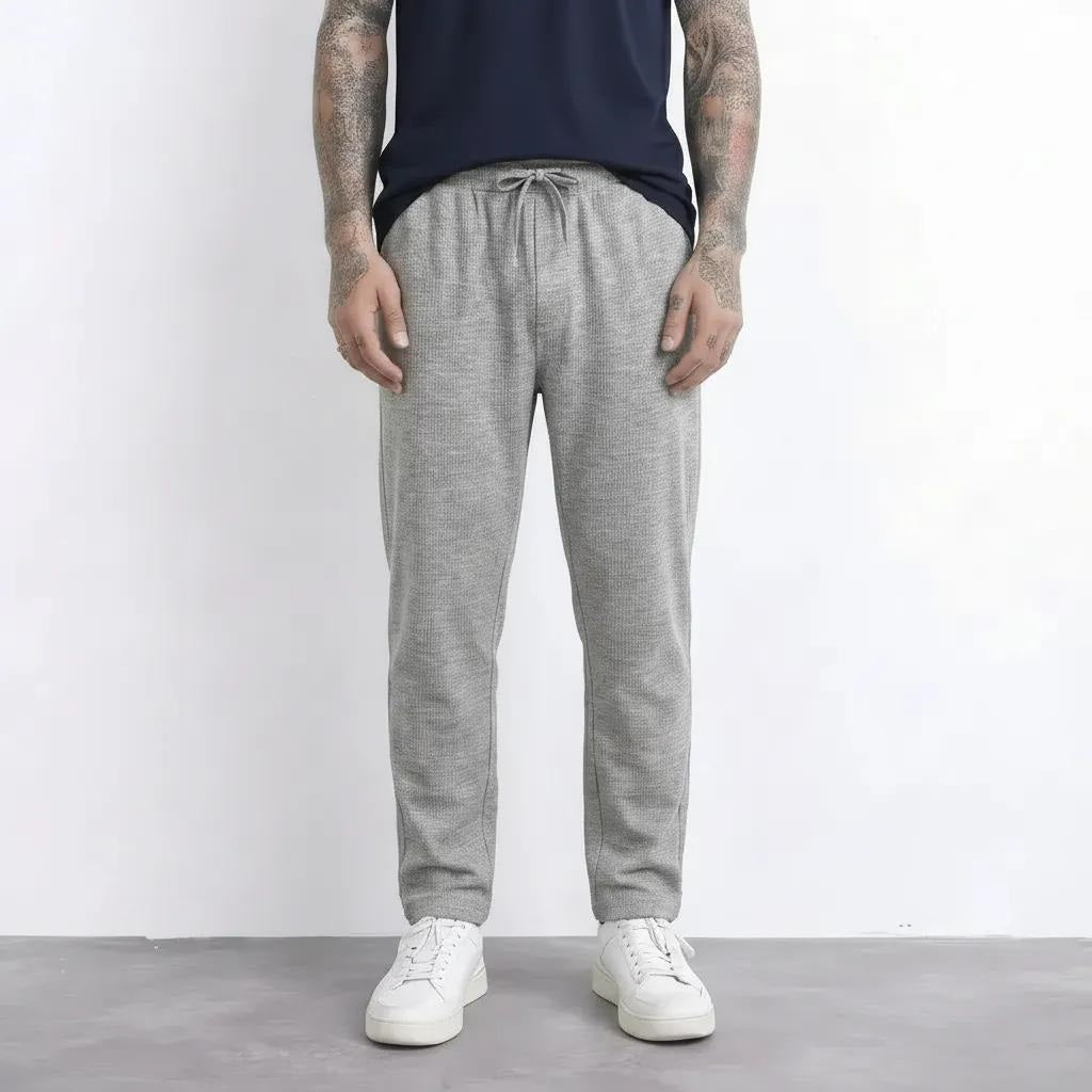 Men Linen Melange Regular Fit Textured Joggers
