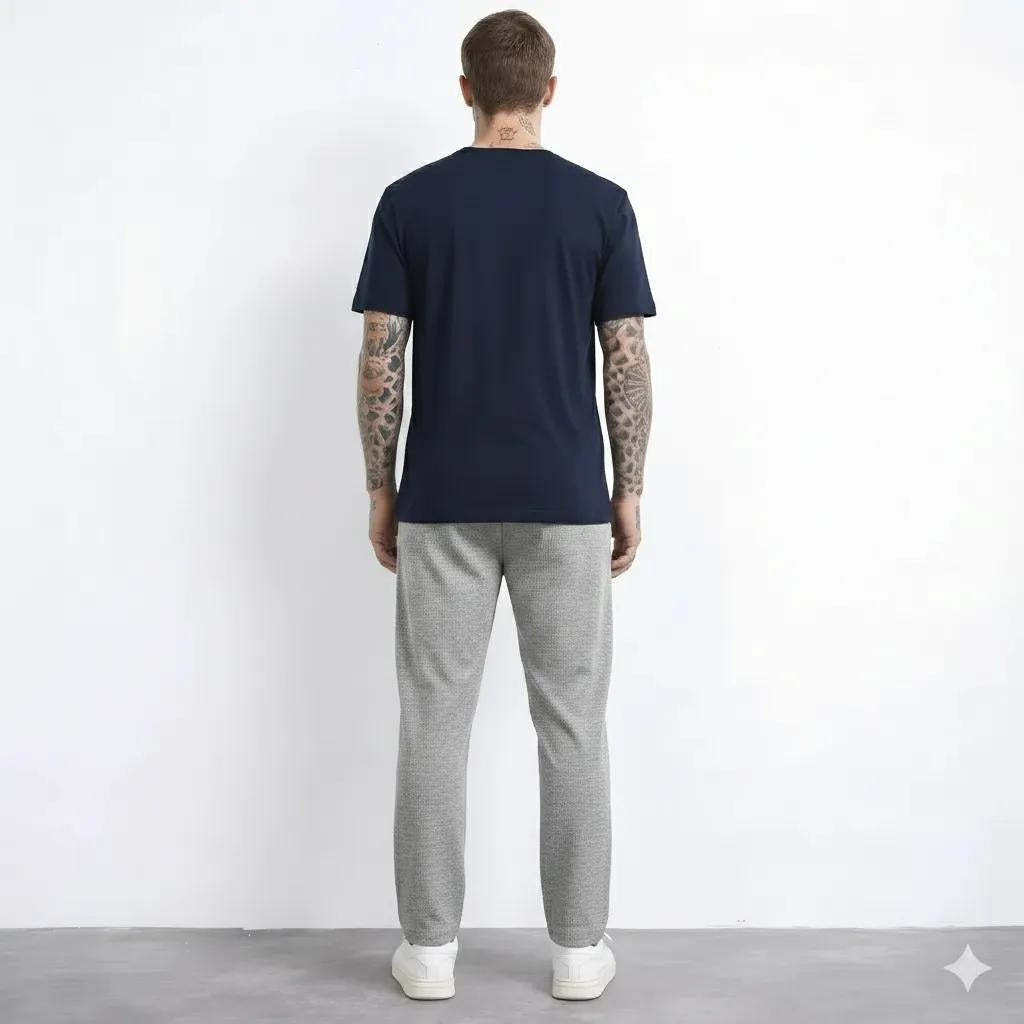 Men Linen Melange Regular Fit Textured Joggers