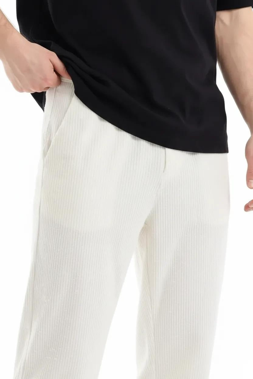 Men Off White Solid Regular Fit Track Pants