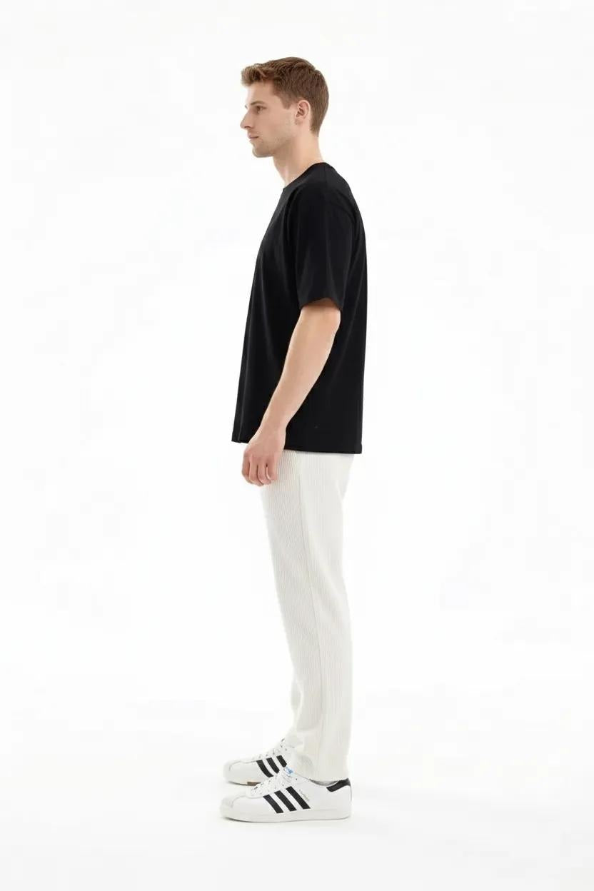 Men Off White Solid Regular Fit Track Pants