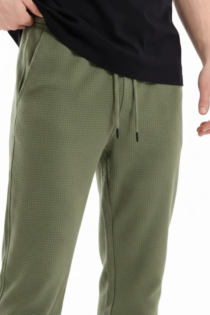 Men Olive Solid Regular Fit Track Pants