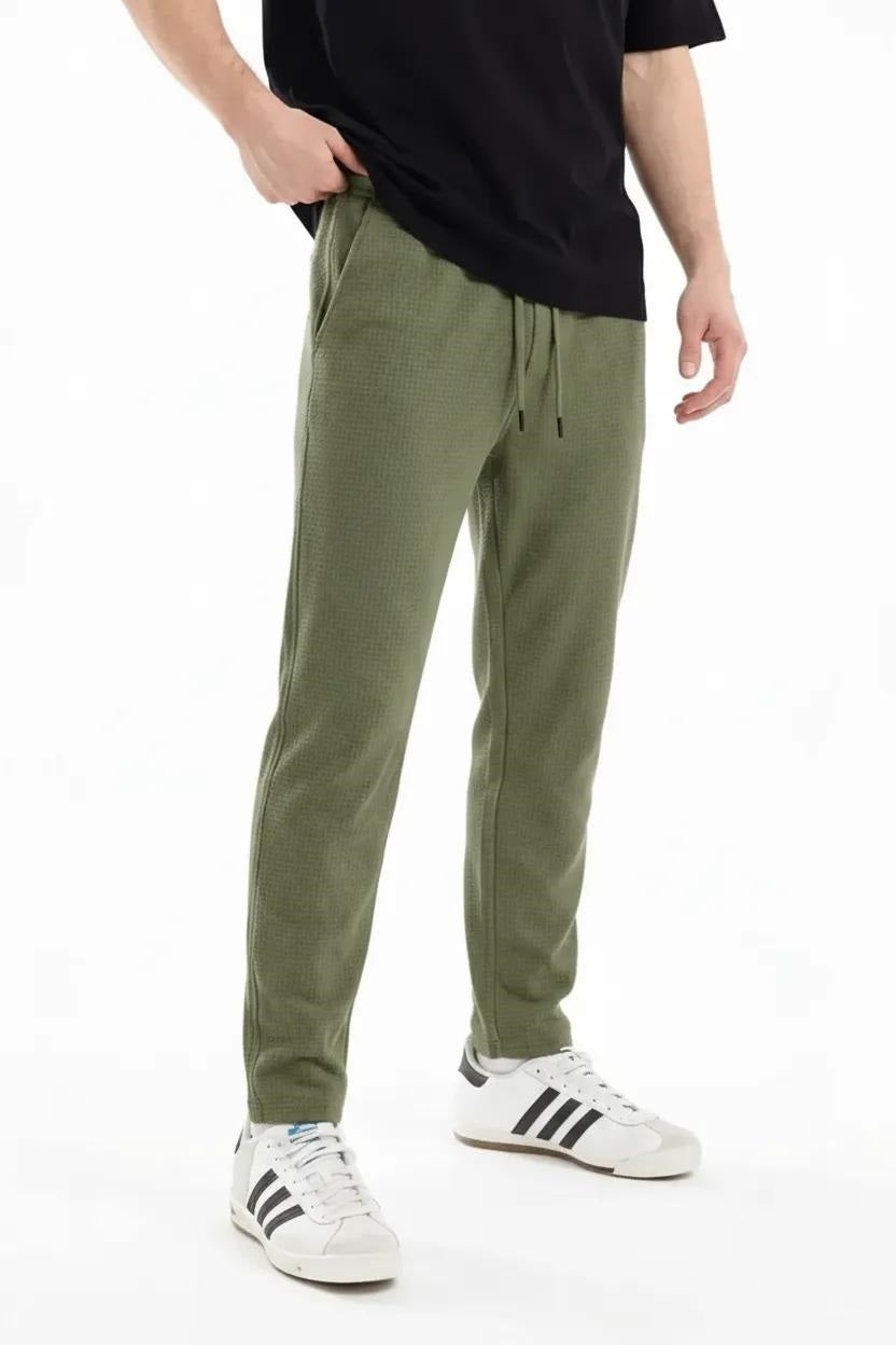 Men Olive Solid Regular Fit Track Pants