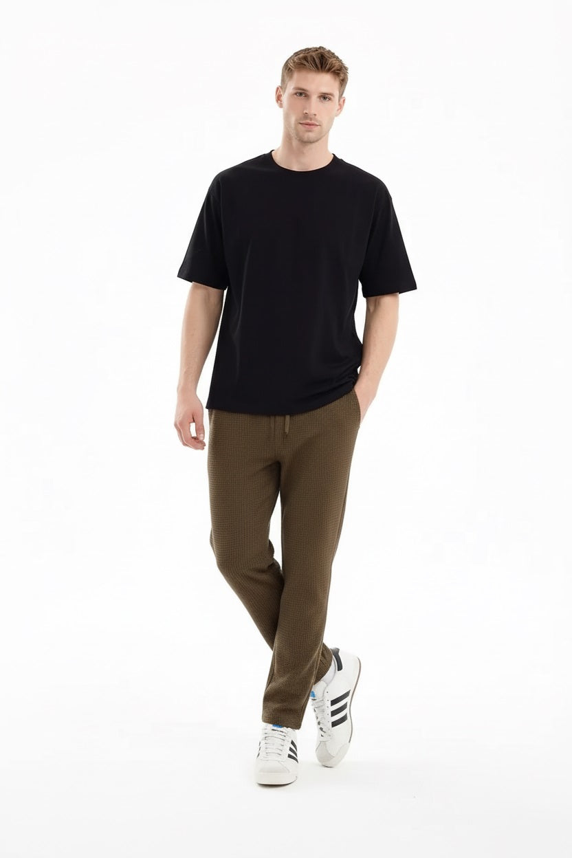 Men Tobacco Solid Regular Fit Track Pants