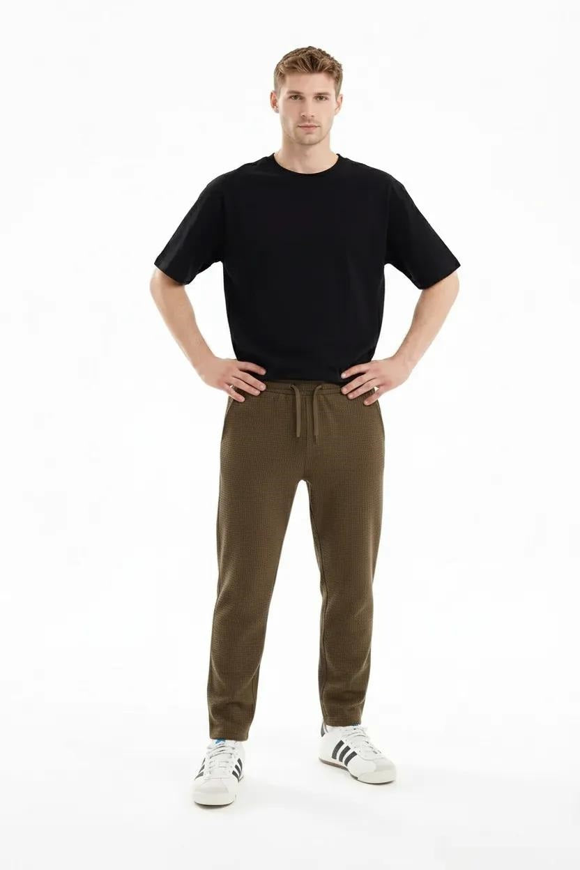 Men Tobacco Solid Regular Fit Track Pants