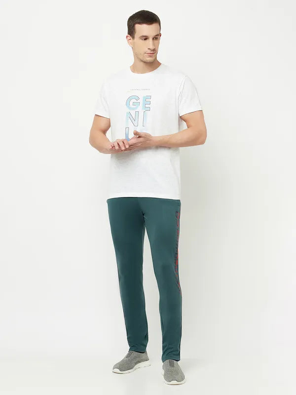 Octave Men Green Solid Cotton Track Pants