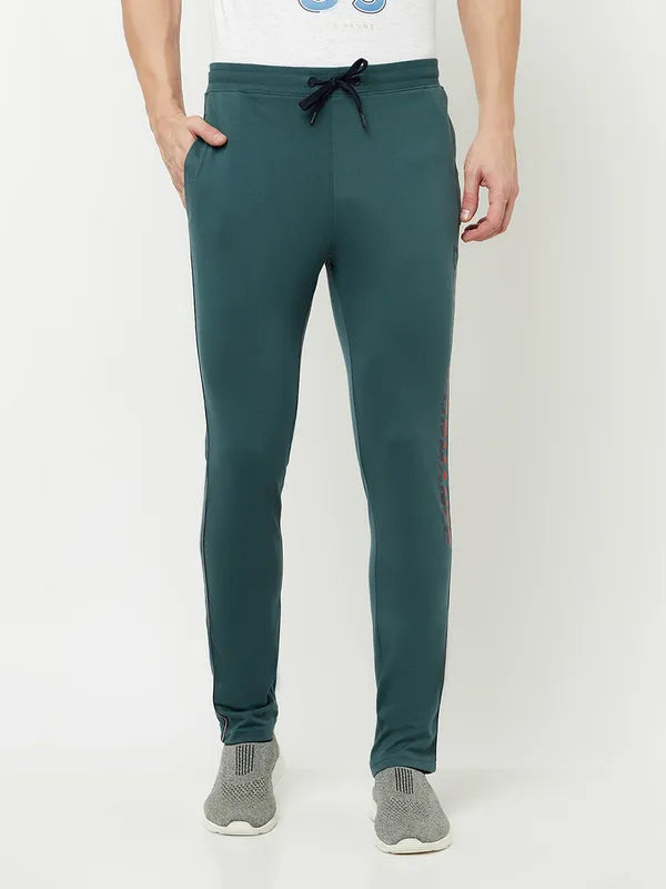 Octave Men Green Solid Cotton Track Pants