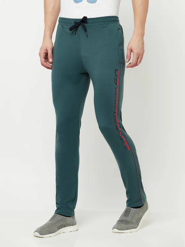 Octave Men Green Solid Cotton Track Pants