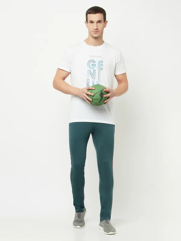 Octave Men Green Solid Cotton Track Pants