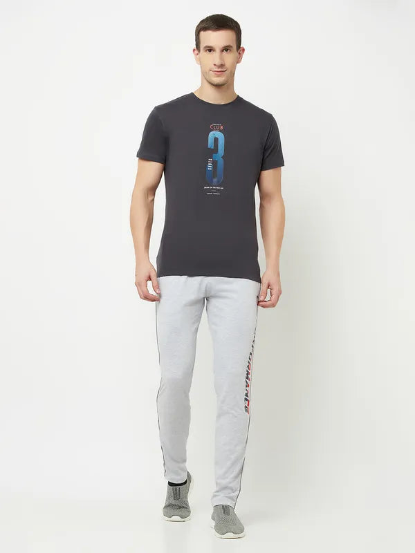 Octave Men Grey Solid Cotton Track Pants