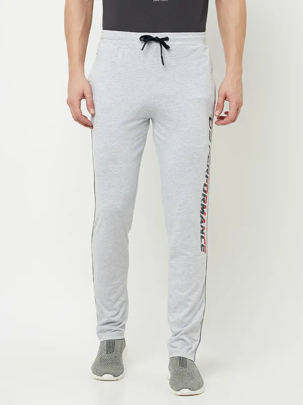 Octave Men Grey Solid Cotton Track Pants