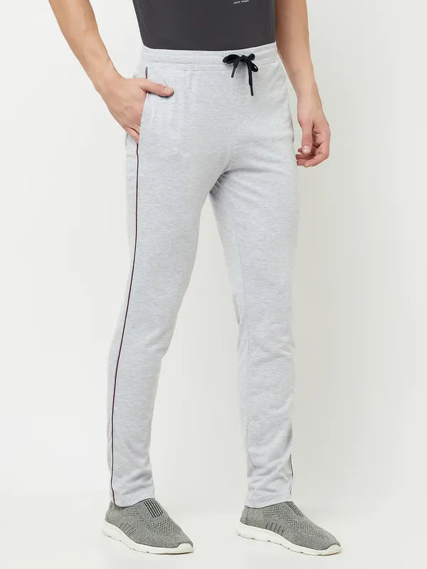 Octave Men Grey Solid Cotton Track Pants