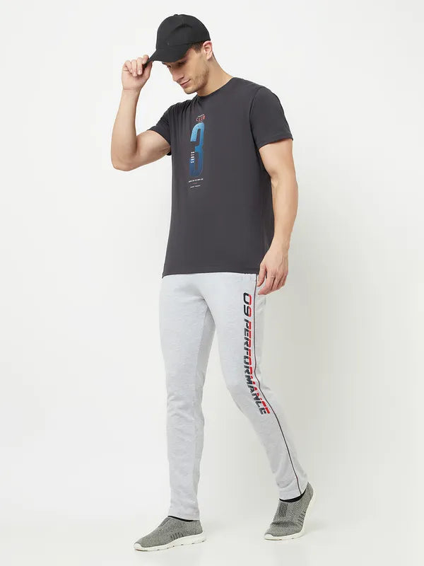 Octave Men Grey Solid Cotton Track Pants