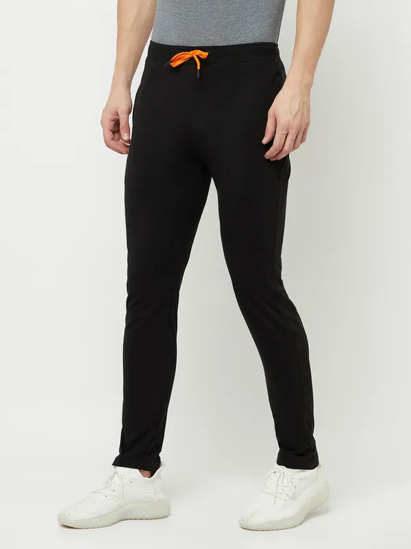 Octave Men Black Solid Cotton Track Pants