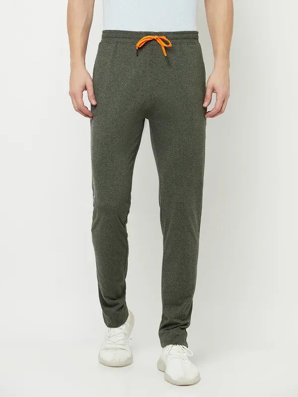 Octave Men Olive Green Printed Cotton Track Pants