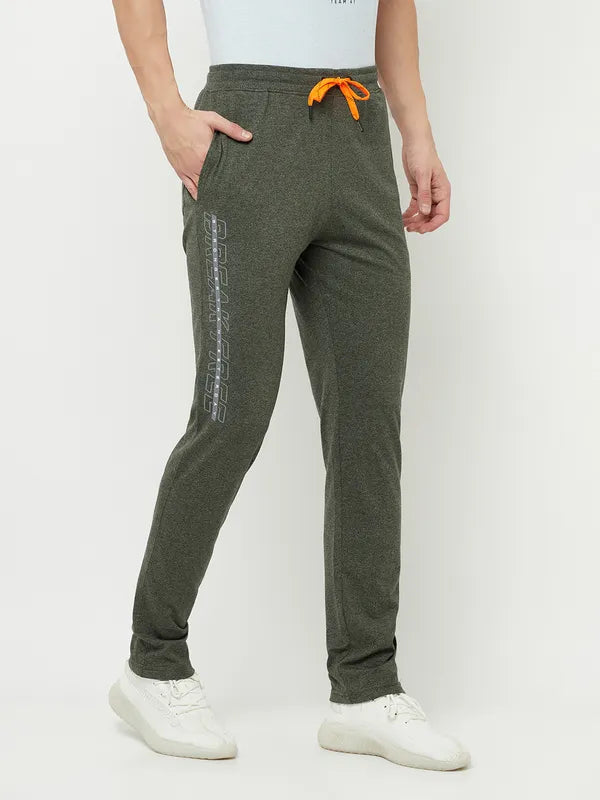 Octave Men Olive Green Printed Cotton Track Pants