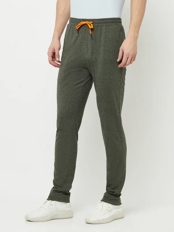 Octave Men Olive Green Printed Cotton Track Pants