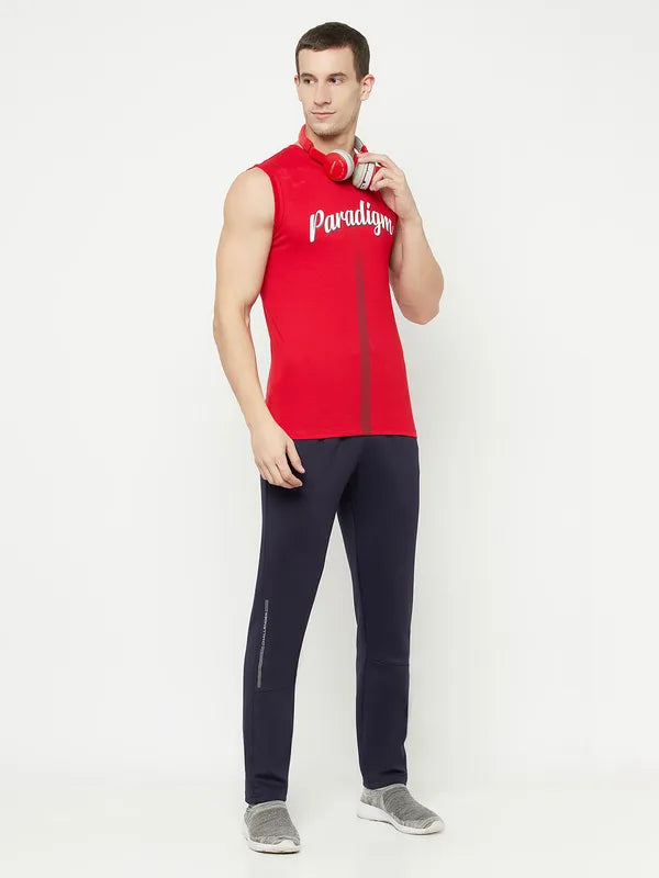 Octave Men Navy Blue Solid Cotton Track Pants