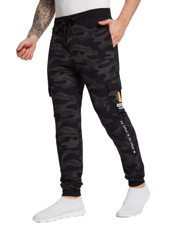 Octave Men Camouflage Printed Cotton Mid Rise Track Pants