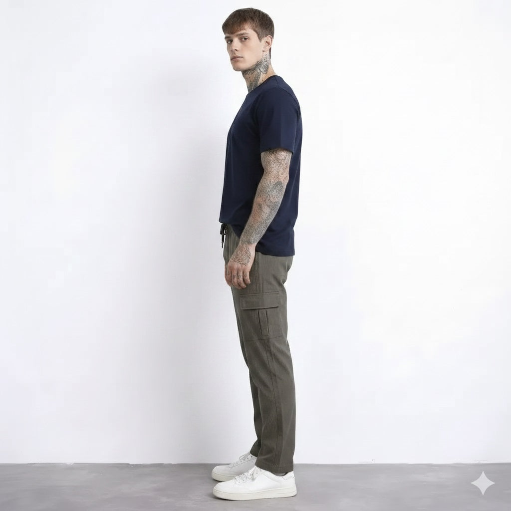 Men Regular Fit Textured Cotton Cargos