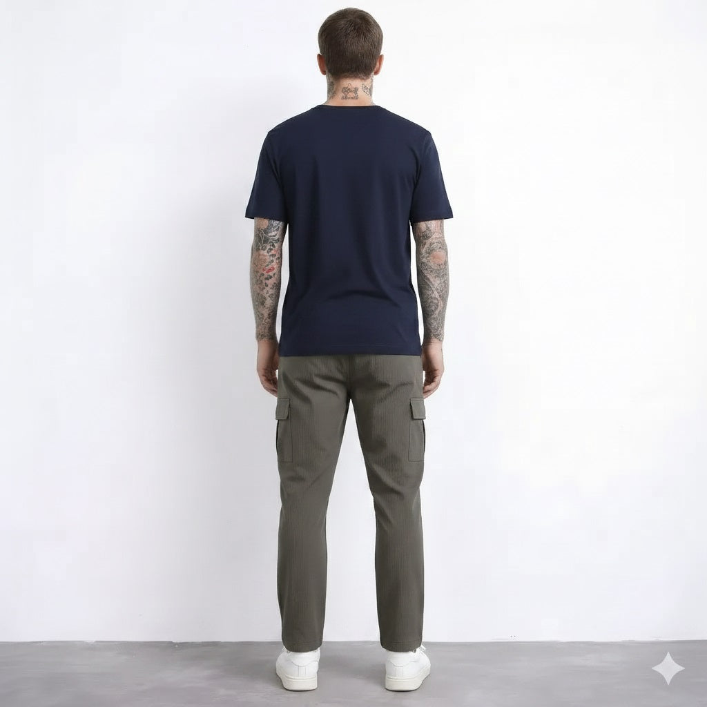 Men Regular Fit Textured Cotton Cargos