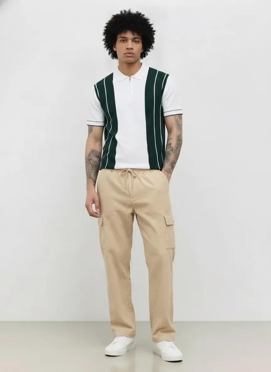Men Onyx Regular Fit Textured Cargos