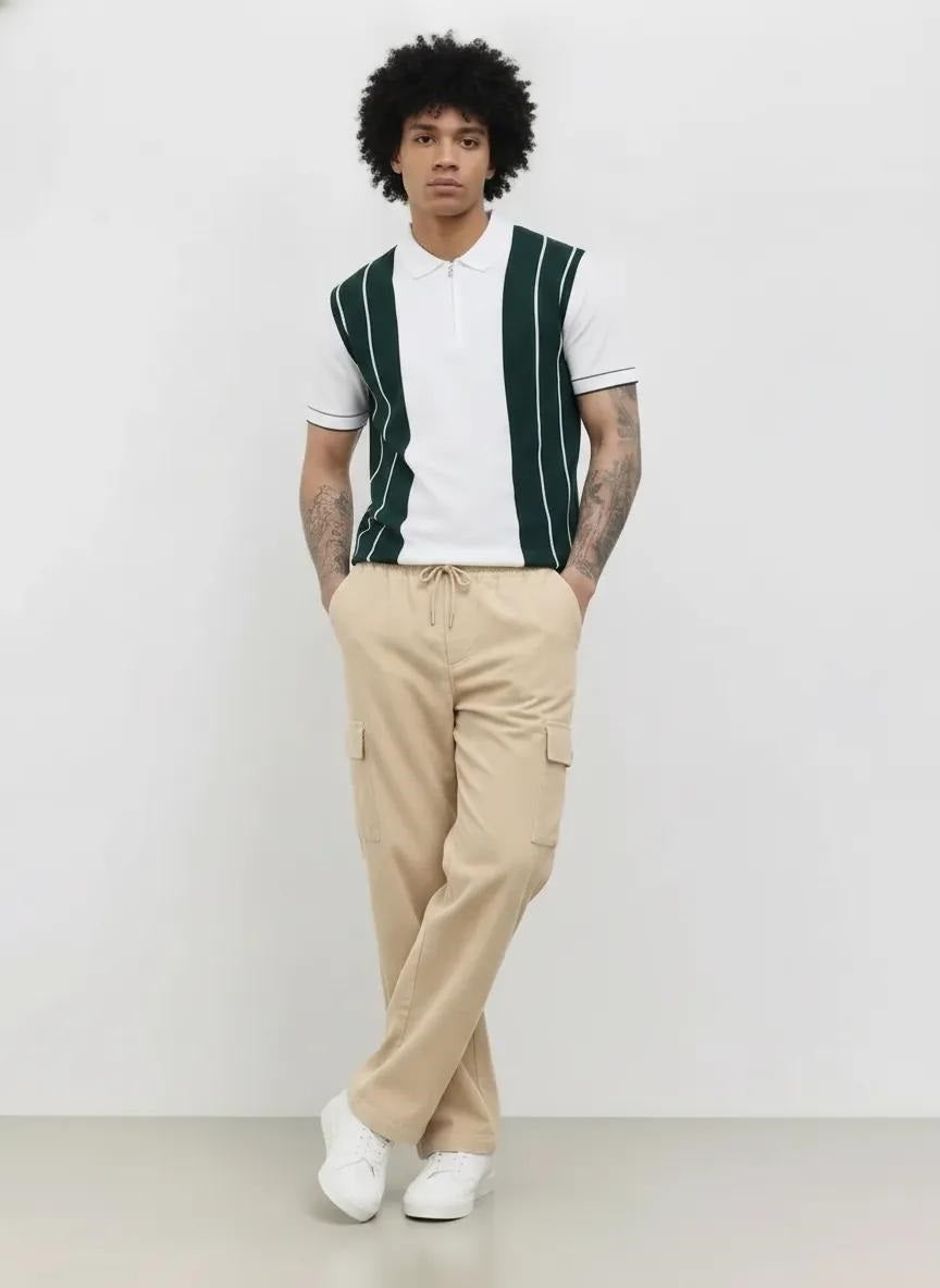 Men Onyx Regular Fit Textured Cargos
