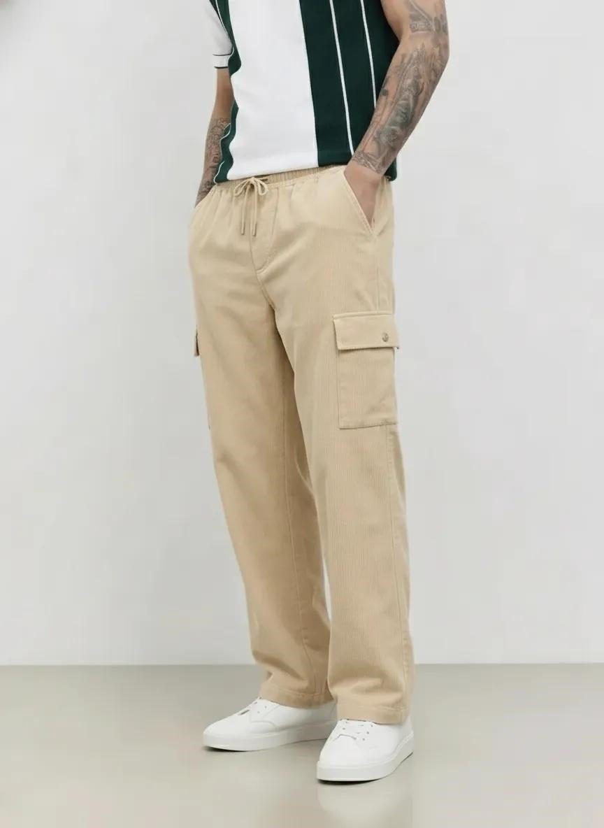 Men Onyx Regular Fit Textured Cargos