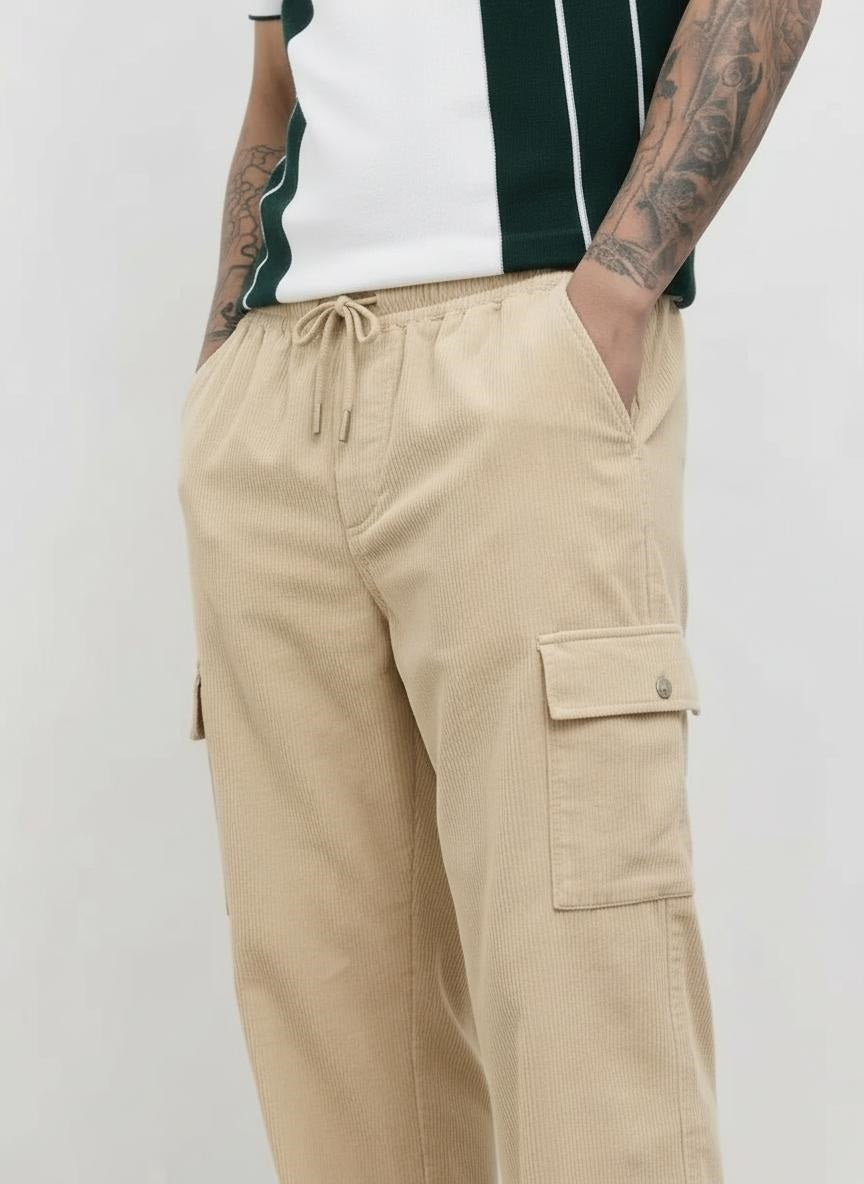 Men Onyx Regular Fit Textured Cargos