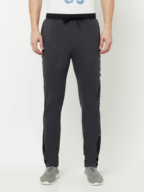 Octave Men Black Solid Cotton Track Pant