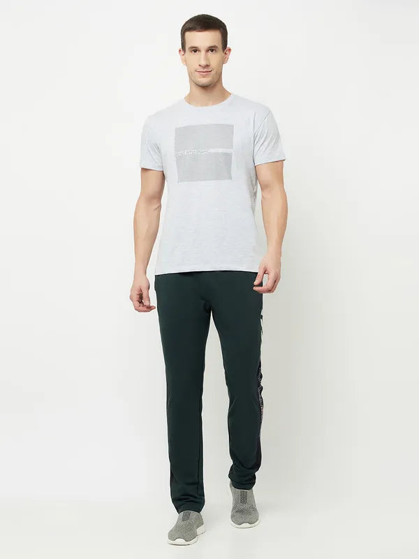 Octave Men Olive Solid Cotton Track Pants