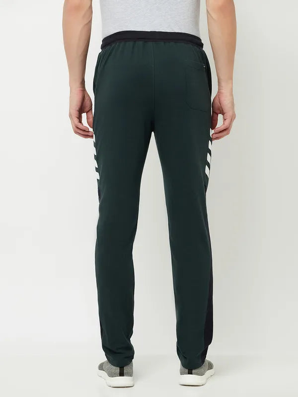 Octave Men Olive Solid Cotton Track Pants