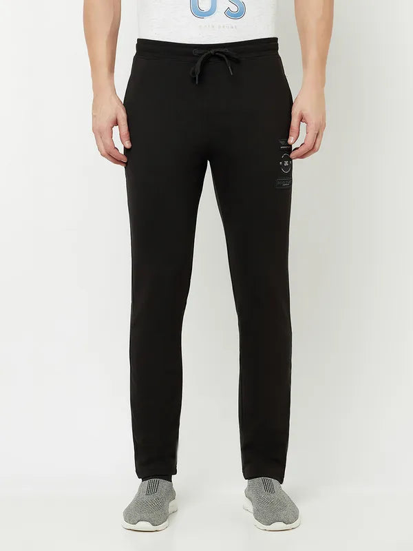 Octave Men Black Solid Cotton Track Pant