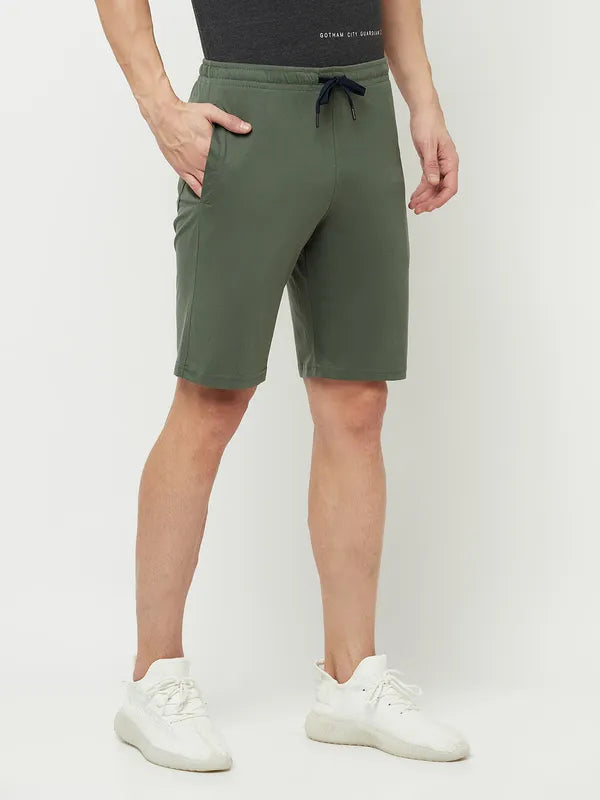 Octave Men Olive Green Sports Shorts