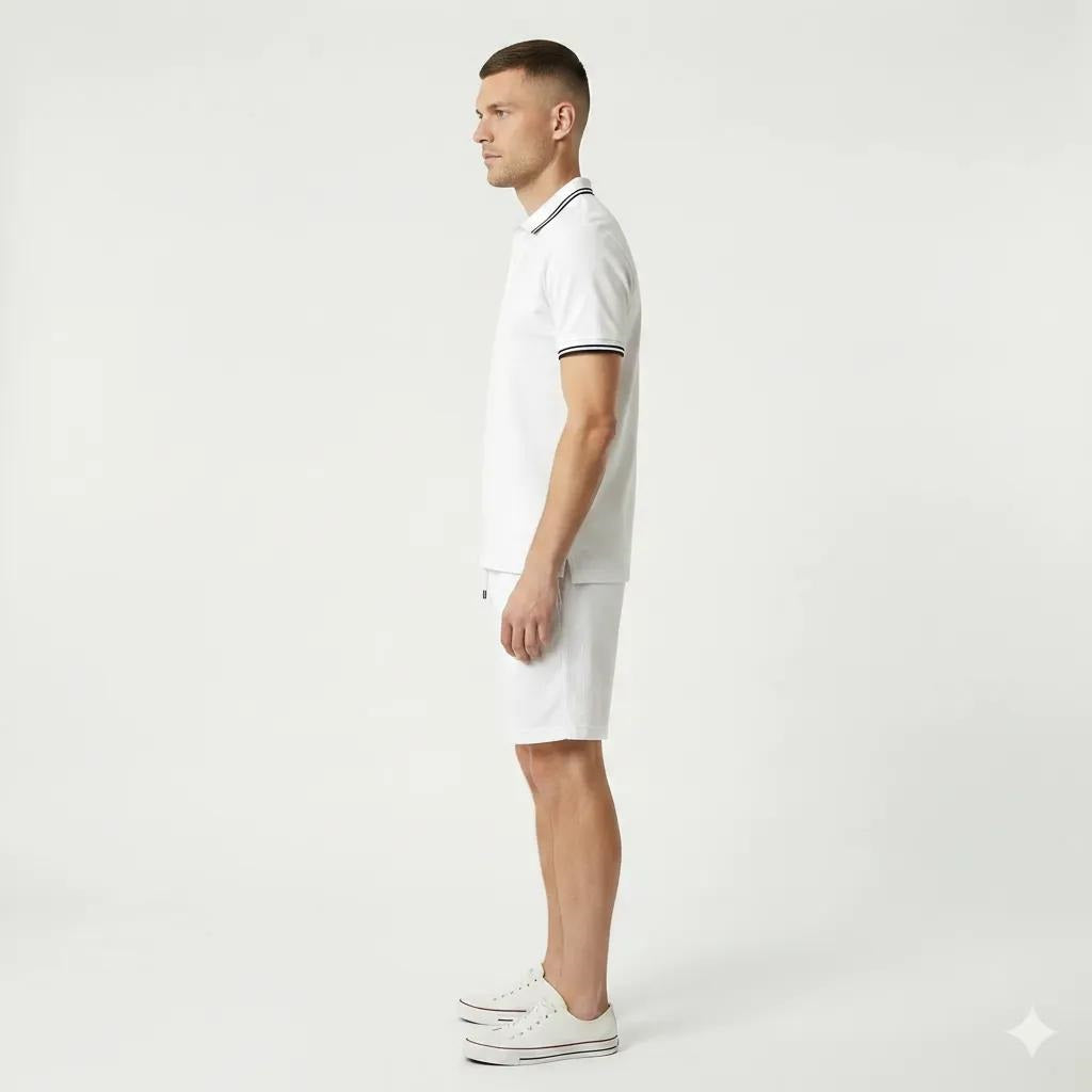 Men Off White Solid Shorts
