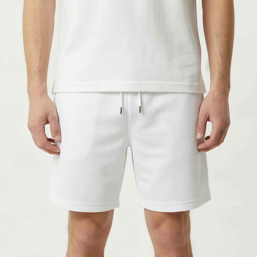 Men Off White Solid Shorts