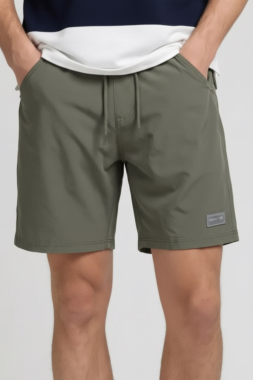 Men Army Solid Shorts