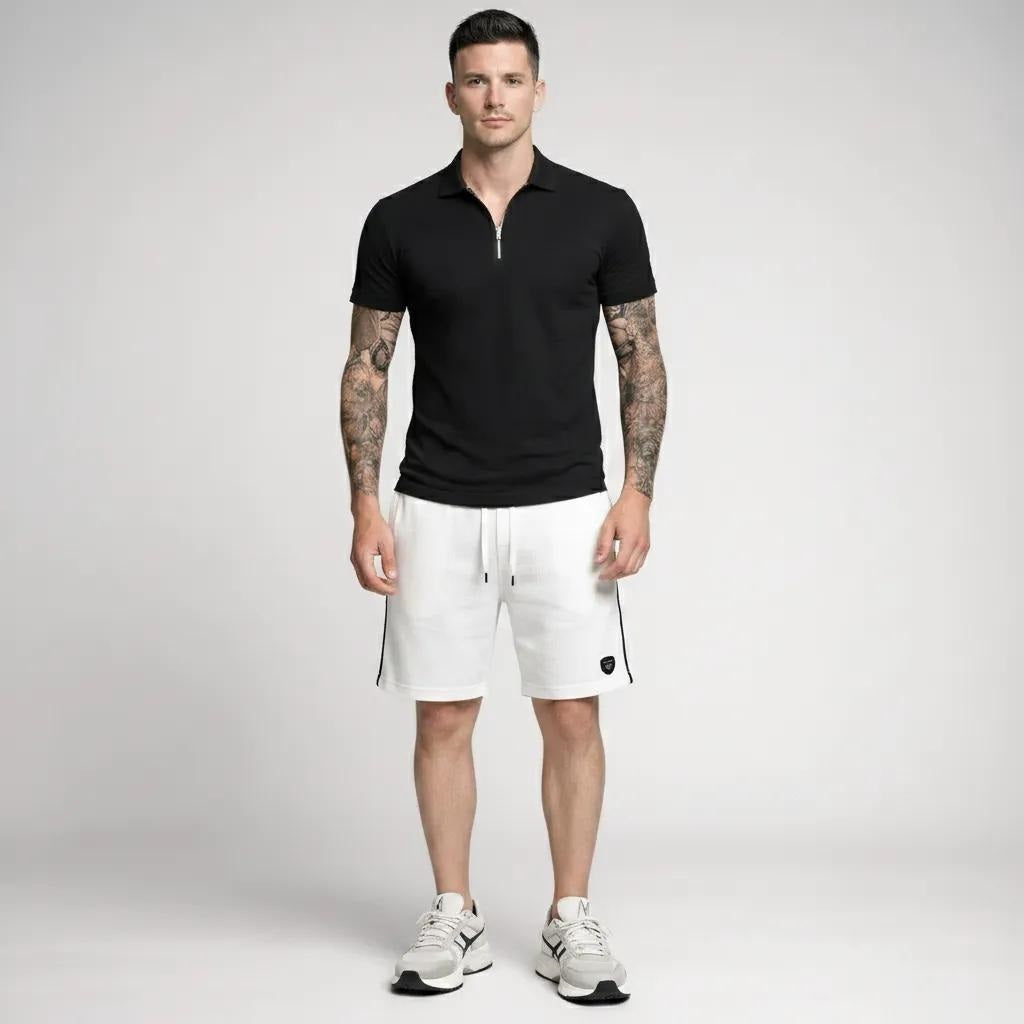 Men Off White Solid Shorts