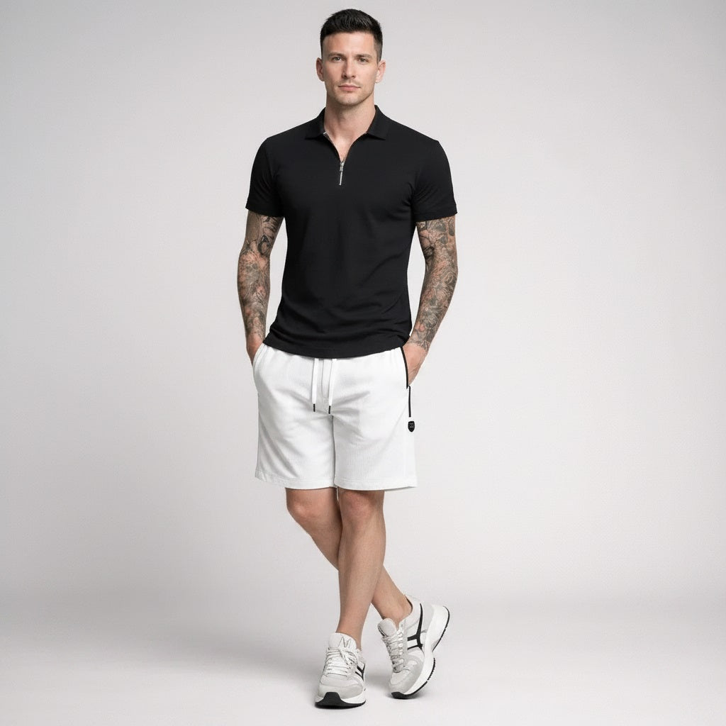 Men Off White Solid Shorts