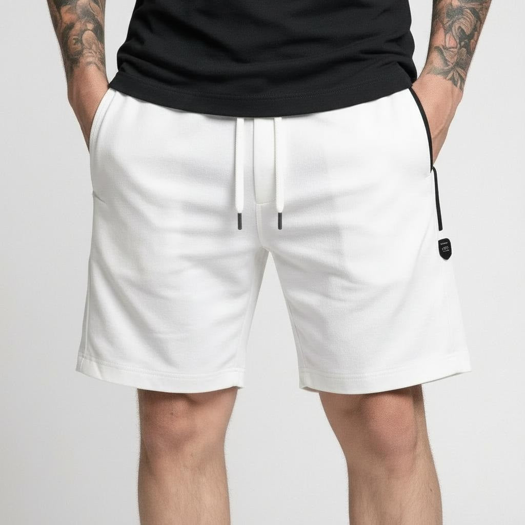 Men Off White Solid Shorts