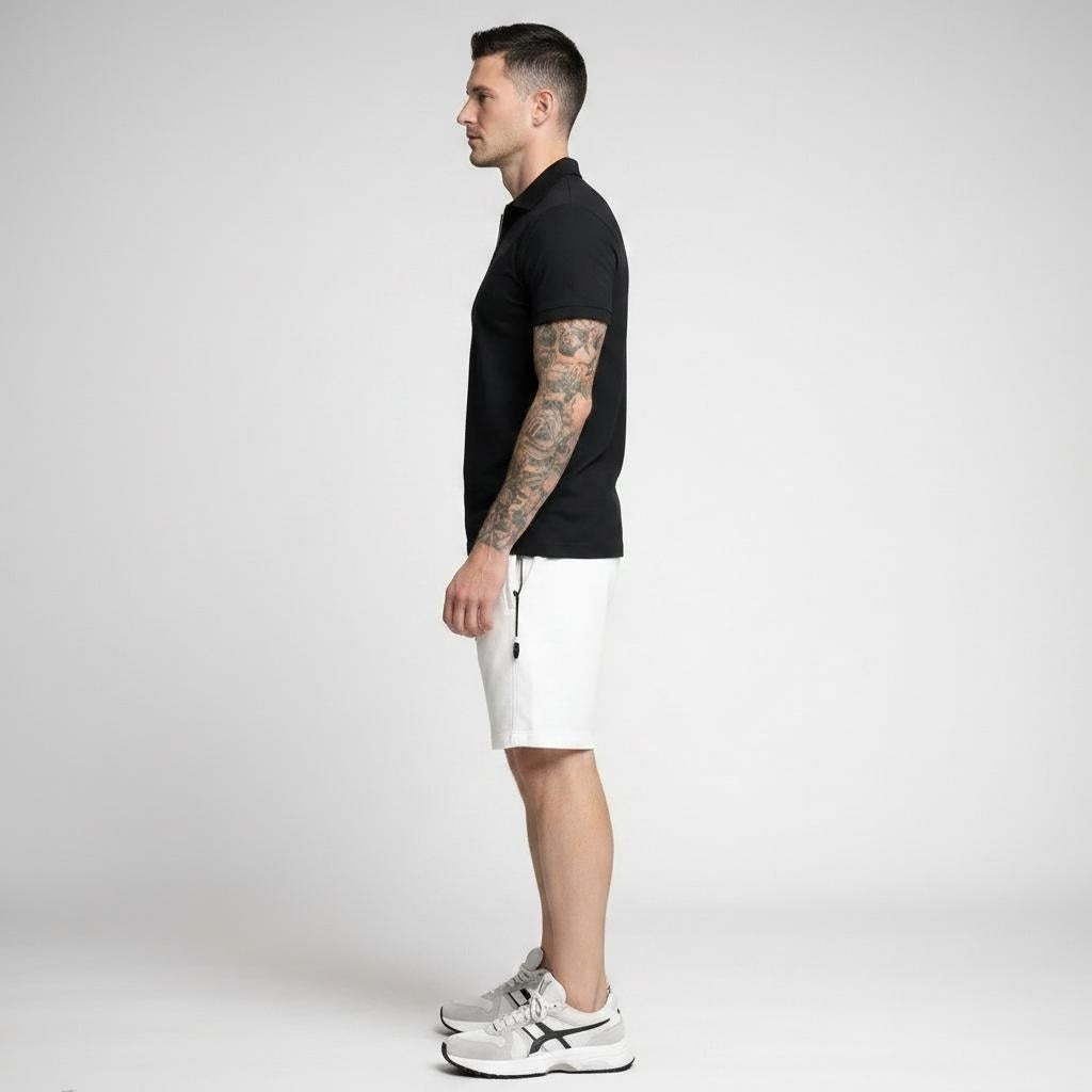 Men Off White Solid Shorts