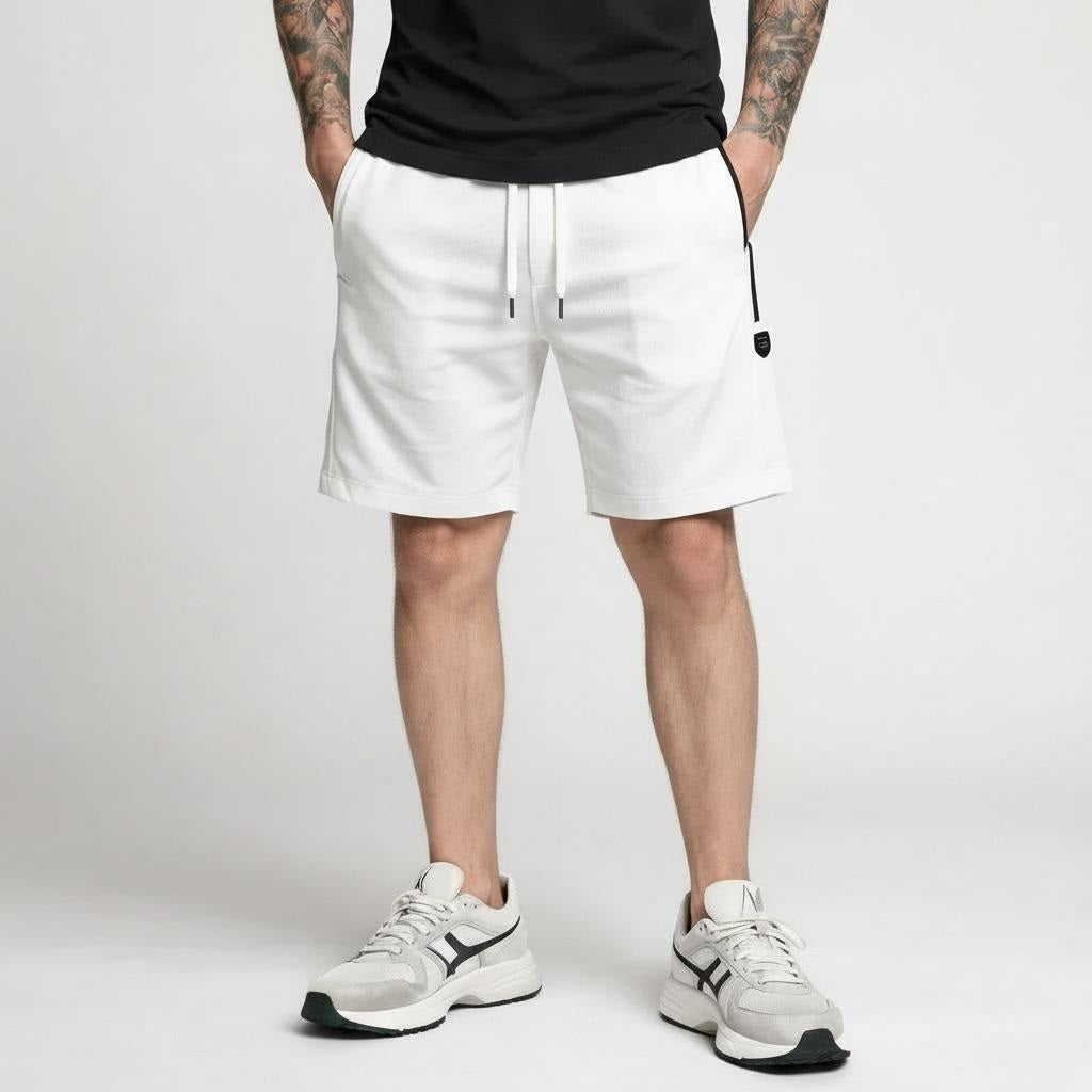 Men Off White Solid Shorts