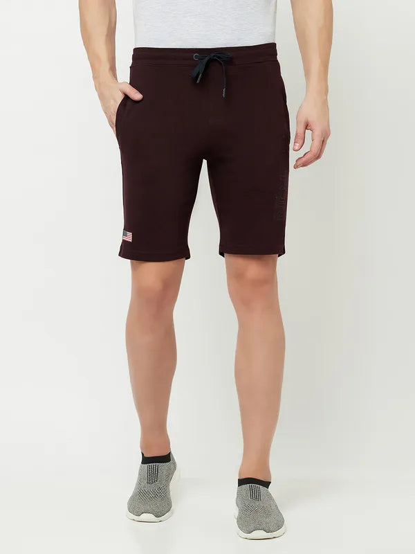 Octave Men Maroon Sports Shorts