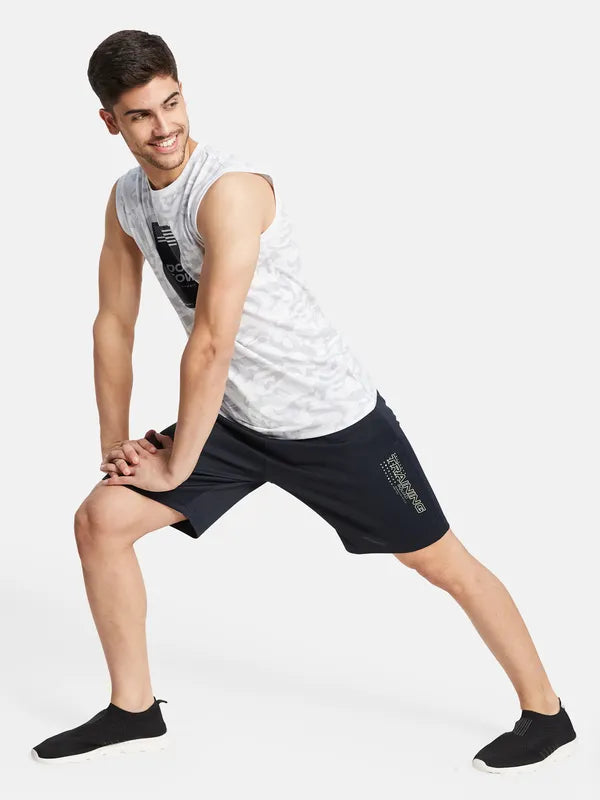 Regular Fit Shorts With Reflective Typographic Print