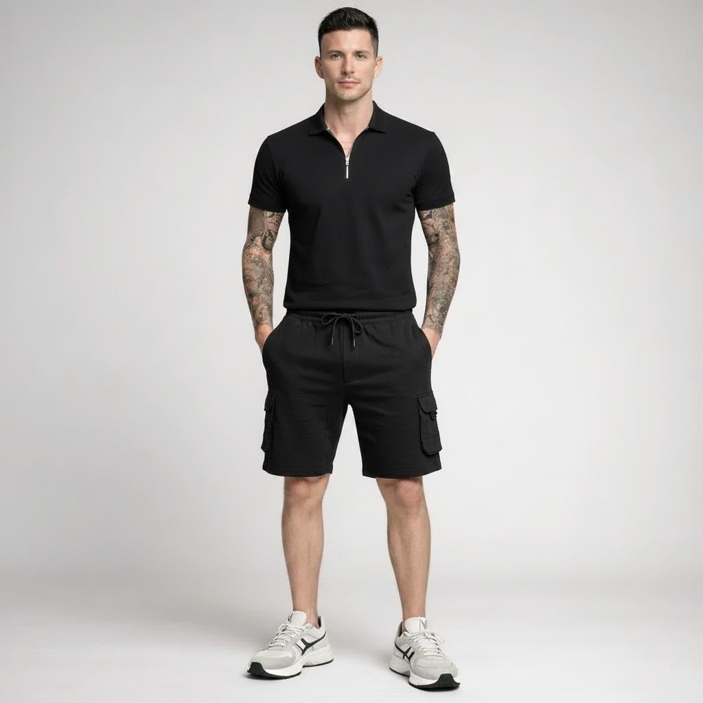 Men Black Cargo Shorts
